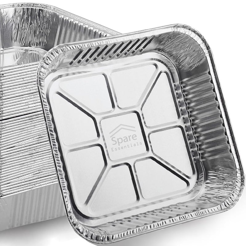 Spare Essentials 8x8 Foil Pans (55 Pack) - 8 Inch Square Aluminum Pans - Disposable Baking Pans for Heating, Prepping Food & Baking Cakes - Aluminum Baking Pans Disposable - 8 x 8 Baking Pan - Bottom: 6.5x6.5 - Image 1